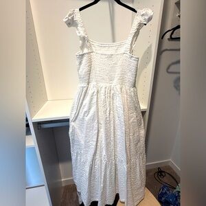 White Smocked Maxi Textured ‘Faux Nap Dress’ from LOFT
